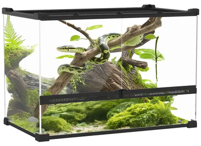 Produktbild von PawHut Terrarium für Reptilien Glasterrarium 48L mit Frontbelüftung Schwarz