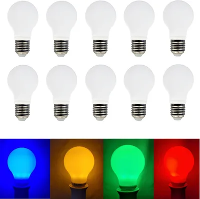 Produktbild von 20x LED Glühlampe Leuchtmittel Lichtfarbe 5x Blau Rot Grün Gelb E27 3W 3 Watt
