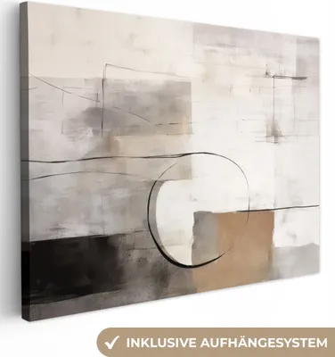 Produktbild von MuchoWow® - Leinwandbilder - Abstrakte Kunst - Industriell - Weiß - Grau, Wandbild, Wanddeko Bilder Wohnzimmer, 120x90 cm