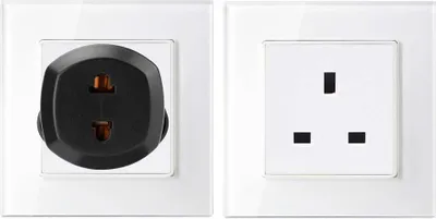 Produktbild von Intirilife 4x Steckdosen Adapter in SCHWARZ – 4er Set UK Typ G auf USA Typ A Steckdosen Stromadapter Reisestecker für z.B. Amerika, Japan, Kanada, Thailand – Typ A Reiseadapter Netzstecker Converter