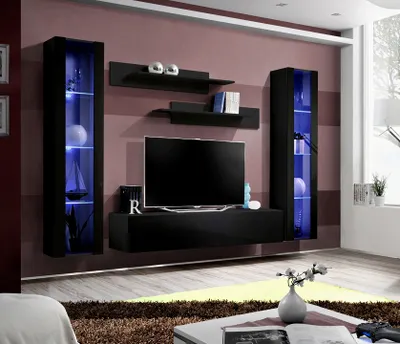 Produktbild von Meublorama AM-FLY-ZZ FY A2*4C/102KG, Schwarz, Mitteldichte Faserplatte (MDF), 8 Regale, 3 Tür(en), 400 mm, 2600 mm