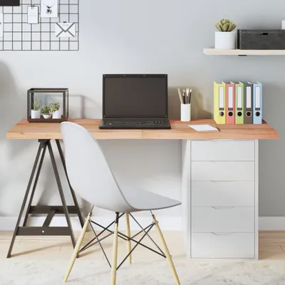 Produktbild von Tischplatte Hellbraun 140x60x4 cm Massivholz Eiche Behandelt