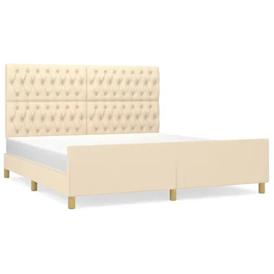 Image de vidaXL Cadre de lit sans matelas Crème 180x200 cm Tissu