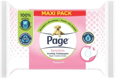Productafbeelding van Page Toiletpapier Sensitive Vochtig Toiletpapier (74 stuks)