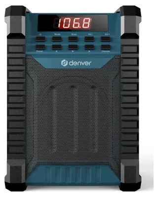 Produktbild von Denver WRB-60 Arbeitsplatzradio mit Bluetooth und FM – Robustes Baustellenradio mit Akkubetrieb und AUX-Eingang