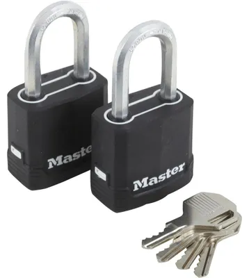Image de Lot de 2 cadenas à clé acier laminé, MASTER LOCK, l.45 mm