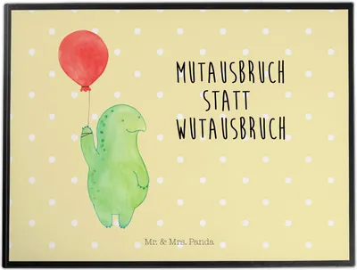 Produktbild von Mr. & Mrs. Panda Schreibunterlage Schildkröte Luftballon - Gelb Pastell - Geschenk, malunterlage, tischpad, Motivationsspruch, schreibtischunterlagen, Mut, Schildkröten