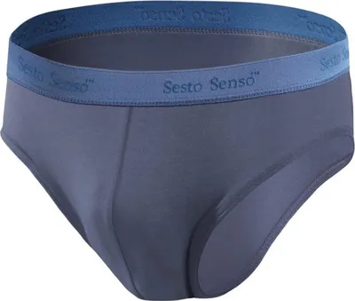 Produktbild von Sesto Senso Herren Slips Wild Cat SM05 - Bequeme Baumwollunterwäsche mit Elasthan, Sportlicher Stil, Anatomic Schnitt, Jeansblau, Für Aktive Männer M