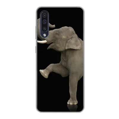 Produktbild von MuchoWow® Handyhülle Schutzhülle Hülle für Samsung Galaxy A30s Elefant - Tiere - Schwarz - Porträt Silikon Softcase Handy Hülle - Karteninhaber