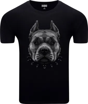 Produktbild von Diarbo Herren T-Shirt mit Tierliebhaber Druck Pitbull Kopf Schwarz Gr.L