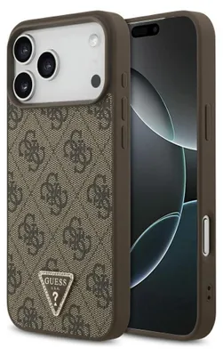 Immagine prodotto di Etui Guess Pelle 4G Triangolo Strass Magsafe Na Iphone 17 Pro Max - Brązowe