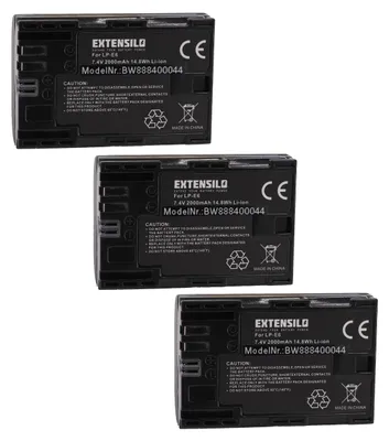 Produktbild von EXTENSILO 3x Akku kompatibel mit Canon EOS R5 Mark II, R6 Mark III, 80D, R5, R6, 7D Mark II, R6 Mark II, 90D, R, R5 C, 7D Kamera (2000 mAh, 7,4 V, Li-Ion)