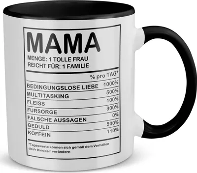 Produktbild von 22Feels Mama Geschenk Muttertag Mutter Tasse Geburtstag Kaffeetasse Frauen Weihnachten Haferl (Weiss-Schwarz)