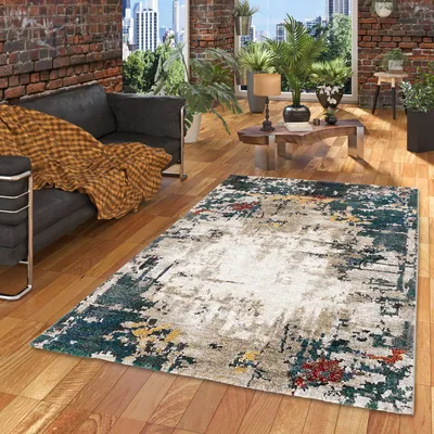 Produktbild von Designer Teppich Maui Modern Petrol Mix Verlauf, Größe:140x200 cm