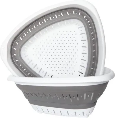 Zdjęcie produktu dla Uniqoos® Składany sitko kuchenne i sitko do żywności – oszczędza miejsce, wykonane z bezpiecznego dla żywności materiału PP/TPR, nietoksyczne, łatwe do czyszczenia, kolor: szary, 1 sztuka