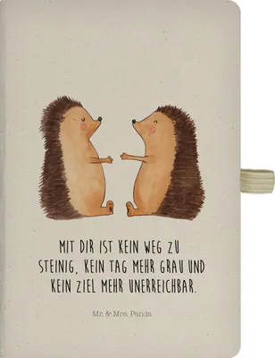 Produktbild von Mr. & Mrs. Panda Reisetagebuch Igel Liebe - Transparent - Geschenk, notizbuch, Verlobung, A5, Hochzeitstag, kariertes, Journal, Hochzeit, Tagebuch, Verheiratet, Freundin