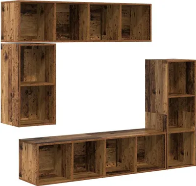 Produktbild von vidaXL TV-Schrankset Wandmontiert 4 pcs Altholz Holzwerkstoff