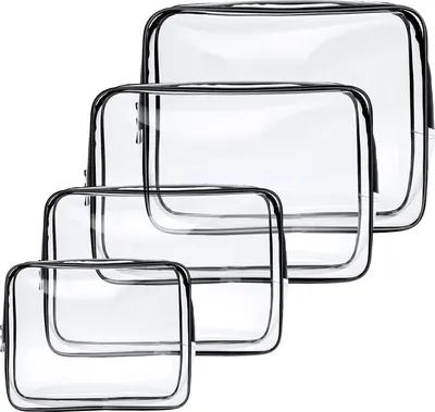 Produktbild von Transparente PVC Toilettasche mit Reißverschluss - wasserdicht - handgepäcktauglich - Kosmetik und Make-up - Damen Herren Kinder - Urlaub Strand - Zollreisetasche