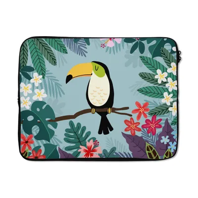 Produktbild von MuchoWow® Laptop Hülle 15 Zoll Tukan - Pflanzen - Kinder - Tiere - Kinder Laptoptasche - Laptoptasche - Sleeve - Rundum-Schutz