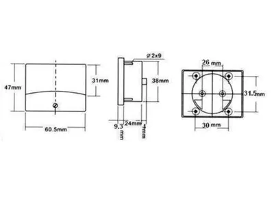 Image de Panneau de mesure de tension analogique 300 V AC / 60 x 47 mm
