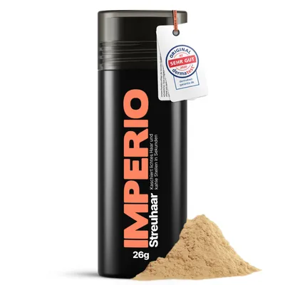 Produktbild von IMPERIO Streuhaar zur Haarverdichtung & vollem Haar in Sekunden. Schütthaar für einen authentischen Look. In Premium Friseurqualität - 26g (mittelblond)