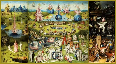 Obrázek produktu pro Hieronymus Bosch Art Print Obraz - Zahrada pozemských rozkoší, 1500 (80 x 145 cm)