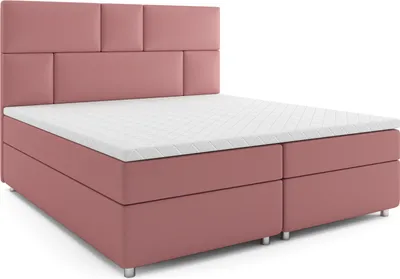 Produktbild von MR GROUP Boxspringbett mit Bettkasten SOLAN 140 x 200 cm, H3, Samtstoff, Polsterbett mit Matratze und Topper Doppelbett Bett für Schlafzimmer, rosa