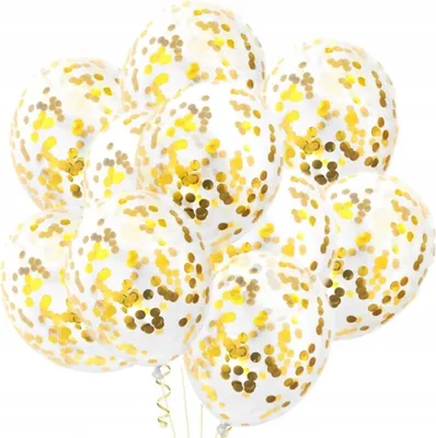 Productafbeelding van Transparante ballonnen met gouden confetti. Geschikt voor verjaardagen, communies, bruiloften. In een set van 10 stuks.