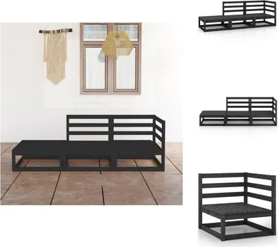 Produktbild von vidaXL 3-tlg. Garten-Lounge-Set Schwarz Massivholz Kiefer -  Gartenmöbel-Sets