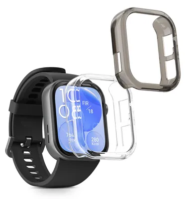 Immagine prodotto di kwmobile 2x cover protettiva sportiva compatibile con la custodia Huawei Watch Fit 3 - cover in silicone trasparente - custodia senza tracker - nero trasparente