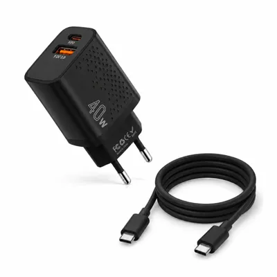 Produktbild von 40W USB-C GaN Ladegerät mit 2m USB-C Ladekabel (20W) - Dual-Port Schnellladeadapter (40W USB-C & USB-A QC) für Smartphone, Tablet & mehr