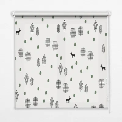 Produktbild von Seitenzug-Rollo Fensterrollo Jalousie - Thermo-Rollo Verdunkelungsrollo - 100x180 cm - Gezeichnete Bäume und Hirsche