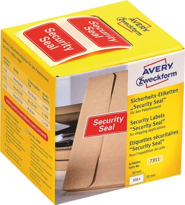Obrázek produktu pro Avery Zweckform® 7311 7311 Bezpečnostní plomba - 20 x 38 mm, červená, 200 kusů v zásobníku