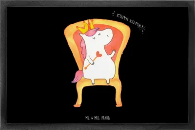 Produktbild von Mr. & Mrs. Panda Fussmatte Einhorn Prinzessin 60 x 90 cm - Schwarz - Geschenk, Geburtstag, Schmutzmatte, Geburtstagsgeschenk, Monat, Bodenvorleger, Schmutzfangmatte