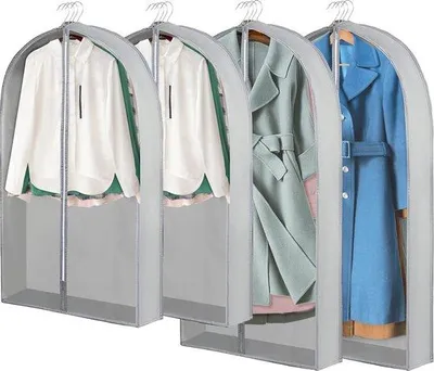 Produktbild von Schutzbeutel Pack von 4 Staubdichte Schutzbeutel mit Reißverschluss Hängeschutzbeutel atmungsaktive Kleidungsschutzbeutel für Mantel Mantelrock Kleid Anzug 60 x 100 cm + 60 x 127 cm
