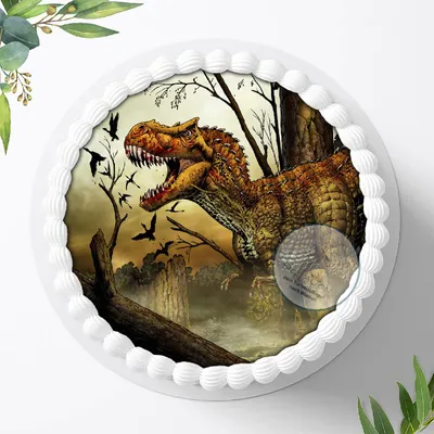 Produktbild von Für die Geburtstags Torte, Zuckerbild mit dem Motiv: Dinosaurier , Dino, Essbares Foto für Torten, Fondant, Tortenaufleger Ø 20cm, 0402c