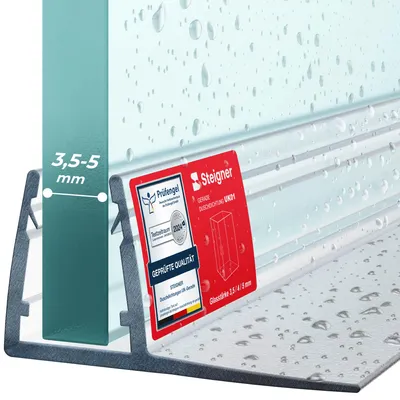Immagine prodotto di STEIGNER Guarnizione doccia 190 cm UK01 (1 pz.) - Guarnizione box doccia verticale per docce angolari o pentagonali con porta 3,5-5 mm - Colore: trasparente - Perfetta aderenza, Finitura estetica
