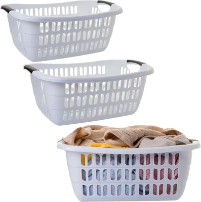 Produktbild von Wäschekorb-Set BASKLINE – 3er Set – 30 L – hellgrau – 55 × 37 × 20 cm