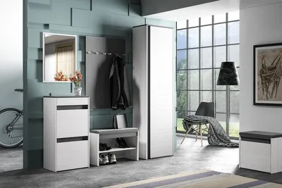 Zdjęcie produktu dla Szafa do przedpokoju 54 cm sosna śnieżna antracyt Hyga 06 półki wieszak