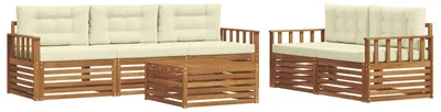 Produktbild von vidaXL Outdoor-Sofagarnitur mit Kissen 6 pcs Natur und Creme