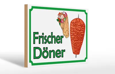Produktbild von Holzschild Hinweis 30x20cm frischer Döner Restaurant