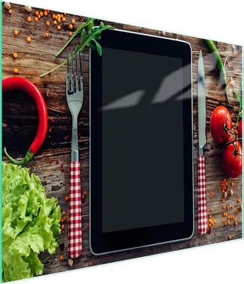 Produktbild von Modernes Glas-Schneidebrett 52x30 cm mit rutschfesten Füßen, hygienisch, kratz- und fleckenbeständig