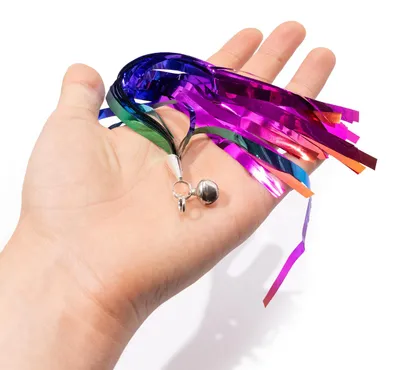 Produktbild von Spielanhänger für Katzenangel · Bunte Streifen Spielzeug · 22 cm