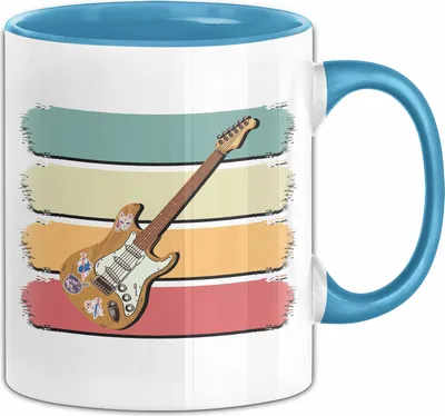 Produktbild von Gitarrenspieler Geschenk Tasse Gitarre E-Gitarre Kaffee-Becher (Blau)