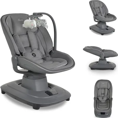 Produktbild von Cangaroo Babywippe Hera elektrisch, Musik, Moskitonetz, 360-Grad-Drehung, Timer dunkelgrau