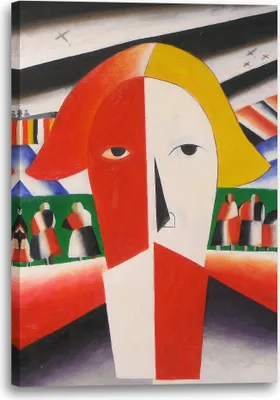 Produktbild von Leinwandbild (80x120cm): Kasimir Malewitsch - Der Bauer, echter Holz-Keilrahmen inkl. Aufhänger, handgefertigt in Deutschland