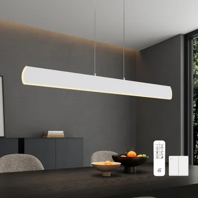 Produktbild von doporro Pendelleuchte LED Hängelampe dimmbar Hängeleuchte höhenverstellbar 100cm Esszimmerlampe mit Fernbedienung Weiß 20W Wohnzimmerlampe