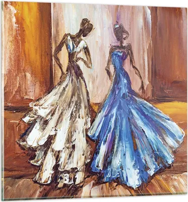 Produktbild von Bilder auf glas - Einteilig - Frauen Kleider Öl - 70x70cm - Glasbilder - Wandbilder - Bilder - zum Aufhängen bereit - Wanddekoration aus Glas - Glas Bilder - Wandbild auf Glas - GAC70x70-4172