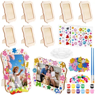 Immagine prodotto di Set di 8 cornici per foto in legno con accessori creativi