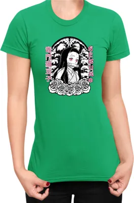 Produktbild von Damen T-Shirt Japan Manga Anime Comics Animation Demon Anime Slayer Nezuko 18, Lady XL / Grün